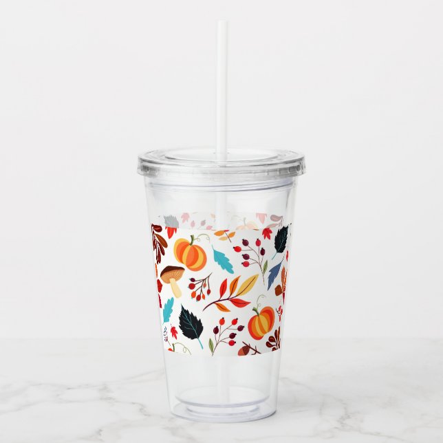 Beautiful Autumn Pattern Acrylic Tumbler (Front)