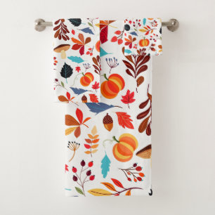 Beautiful Autumn Pattern Bath Towel Set