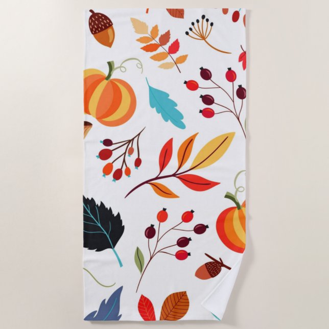 Beautiful Autumn Pattern Beach Towel (Front)