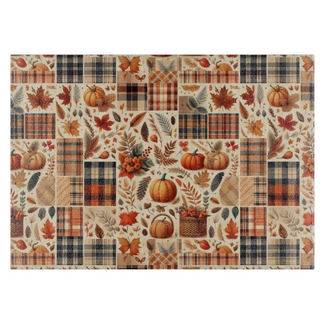 Beautiful Autumn Plaid Cutting Board (Front)
