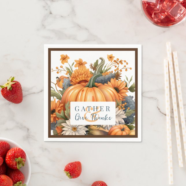 Beautiful Autumn Thanksgiving Pumpkin  Napkin (Insitu)