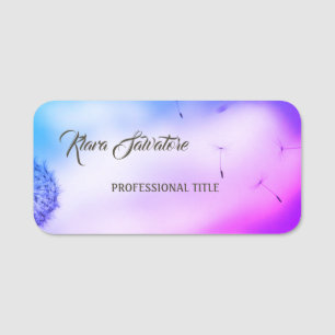 Beautiful Awesome Elegant Purple Dandelion Name Tag