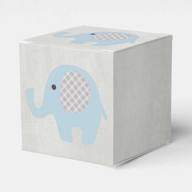 Beautiful Baby Blue Elephant Favor Box (Front Side)