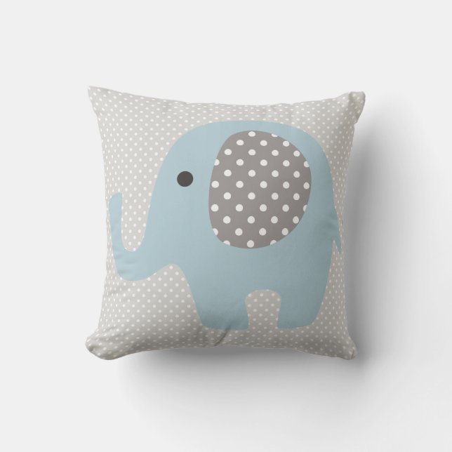 Beautiful Baby Blue Elephant Throw Pillow (Front)