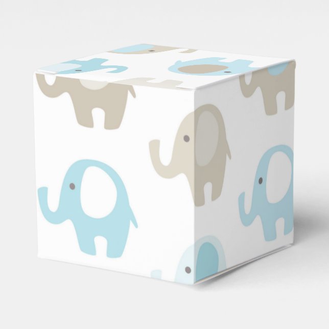 Beautiful Baby Blue Elephants Favor Box (Front Side)