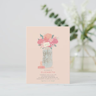 Beautiful Baby Bottle & flowers shower invitation Postcard