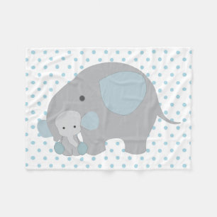 Beautiful Baby Boy Blue Elephant Fleece Blanket