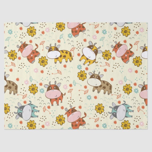 Beautiful Baby Cow Pattern Tissue Paper (Front)