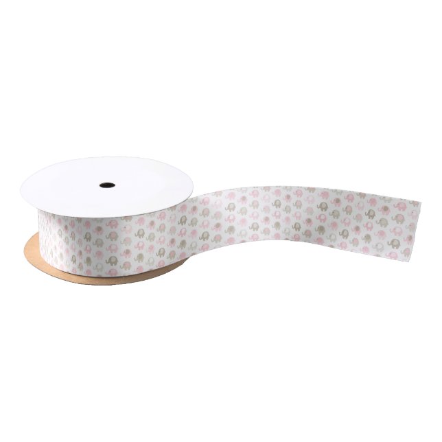 Beautiful Baby Elephant Pattern Satin Ribbon (Spool)