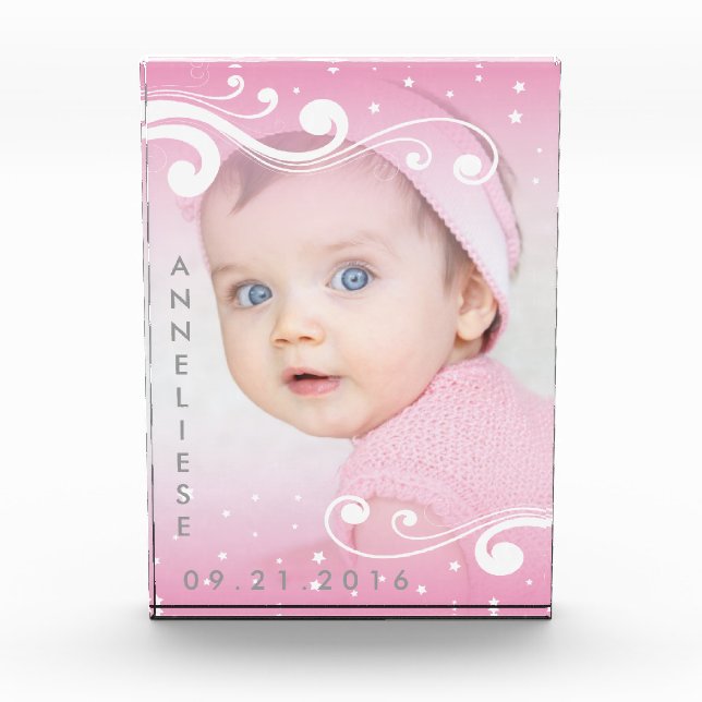 Beautiful Baby Girl Photo with Name and Date (Front)