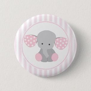 Beautiful Baby Girl Pink Elephant 2 Inch Round Button