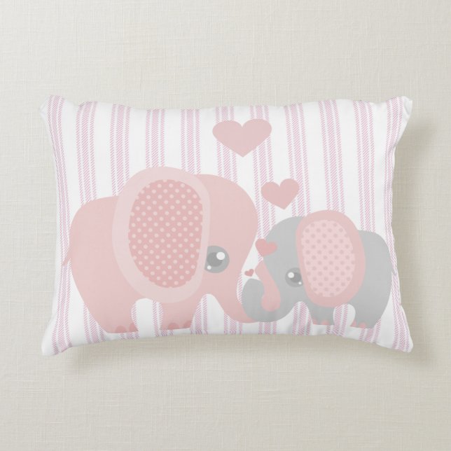 Beautiful Baby Girl Pink Elephant Decorative Pillow (Front)