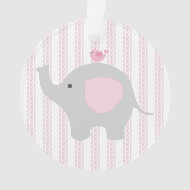 Beautiful Baby Girl Pink Elephant Ornament (Front)