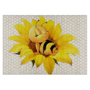 Beautiful Baby Honey Bee Yellow Sunflower  Cutting Board