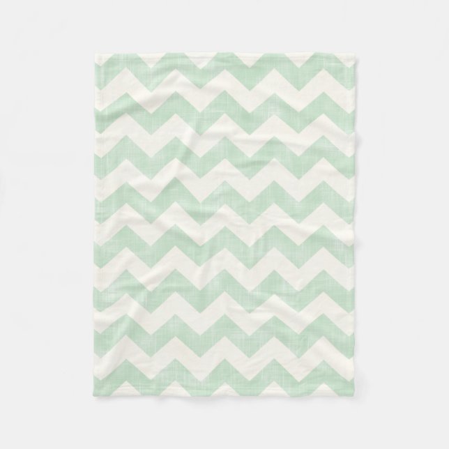 Beautiful Baby Mint Green Chevron Zig Zag Pattern Fleece Blanket (Front)