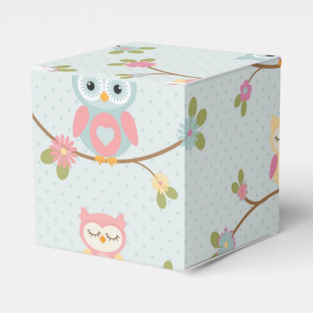 Beautiful Baby Owl Pattern Favor Box (Front Side)