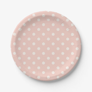 Beautiful Baby Peach Polka Dot Pattern Paper Plate