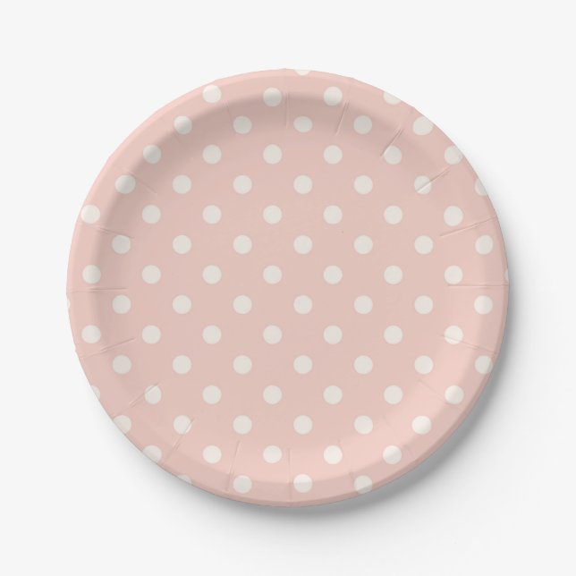 Beautiful Baby Peach Polka Dot Pattern Paper Plate (Front)