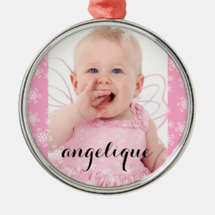 Beautiful Baby Photo Christmas Snowflakes Metal Ornament