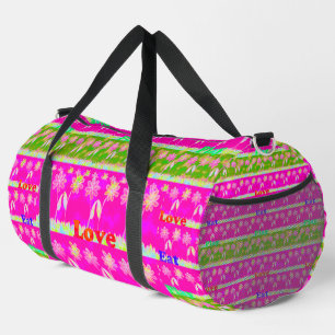 Beautiful Baby Pink Floral Edgy Design King Size Duffle Bag