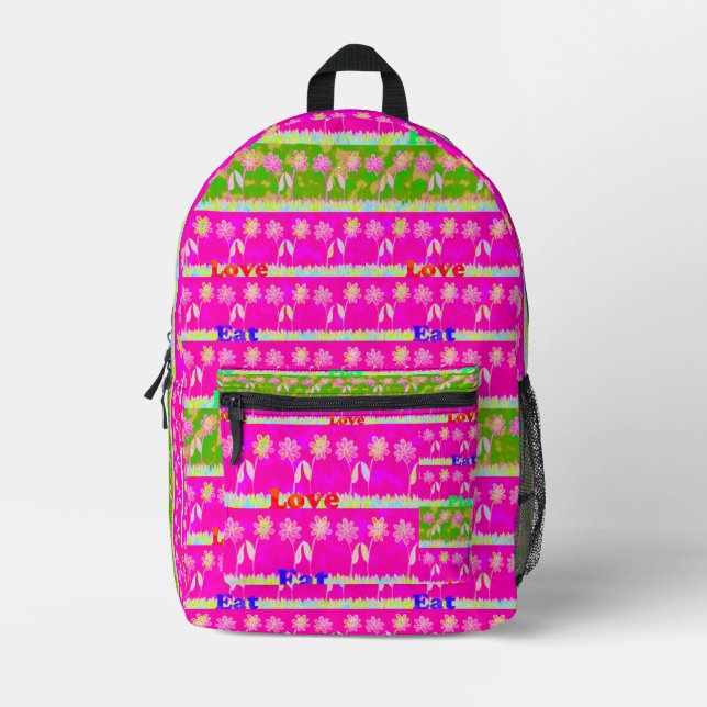 Beautiful Baby Pink Floral Edgy Design King Size   Printed Backpack (Front)