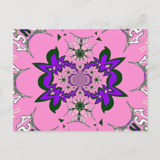 Beautiful Baby Pink Floral Purple Shade Motif Art  Postcard (Front)