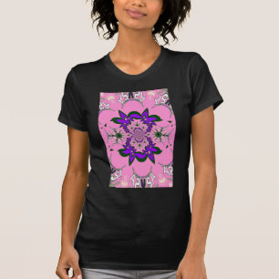 Beautiful Baby Pink Floral Purple Shade Motif Art  T-Shirt