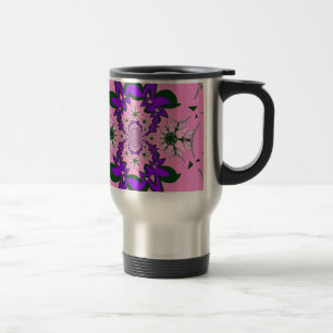 Beautiful Baby Pink Floral Purple Shade Motif Art Travel Mug