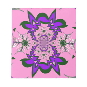 Beautiful baby pink floral purple shade motif mono notepad
