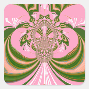 Beautiful baby pink green and white  Kaleidoscope  Square Sticker