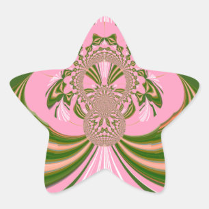 Beautiful baby pink green and white Kaleidoscope Star Sticker