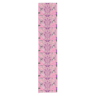 Beautiful baby pink purple shade colourful motif short table runner