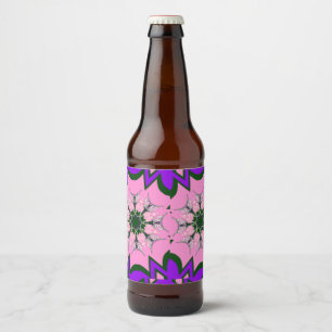 Beautiful baby pink purple shade motif monogram beer bottle label