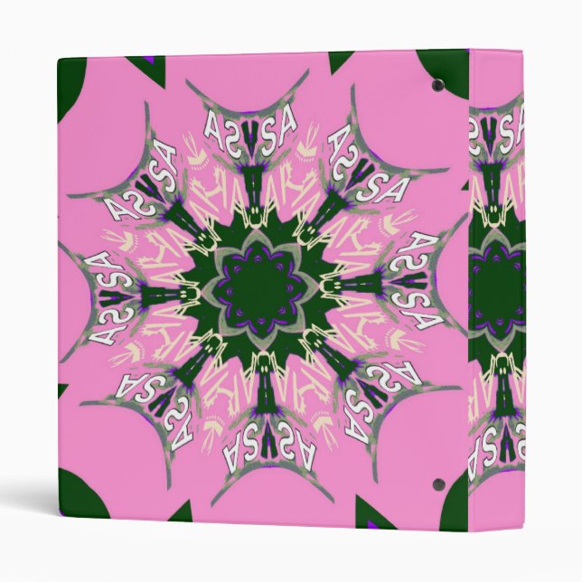 Beautiful baby pink  purple shade motif monogram binder (Back/Spine)