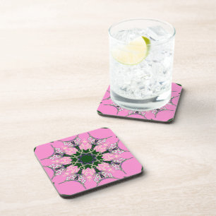 Beautiful baby pink  purple shade motif monogram coaster
