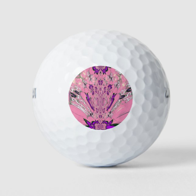 Beautiful baby pink  purple shade motif monogram golf balls (Front)