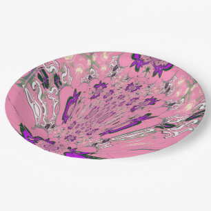 Beautiful baby pink purple shade motif monogram paper plate