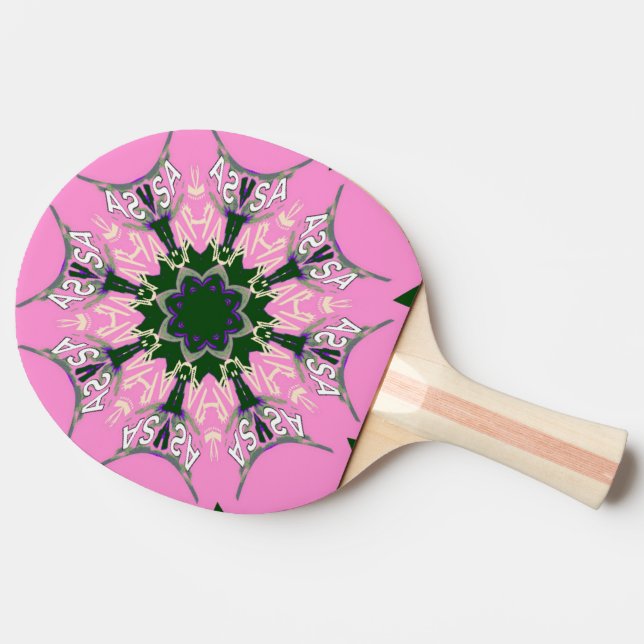 Beautiful baby pink  purple shade motif monogram ping pong paddle (Side)