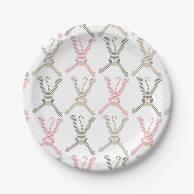 Beautiful Baby Sock Monkey Paper Plate (Front)