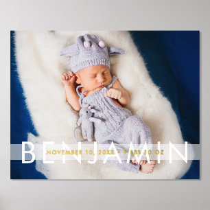 Beautiful Baby Stats with Name Photo Foil Prints