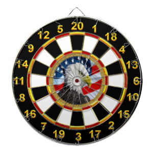 Beautiful Bald Eagle gold plated foil design Dartboard