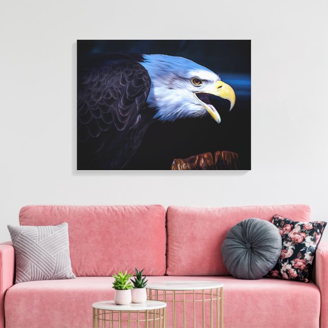 Beautiful Bald Eagle on Rock  Canvas Print (Insitu(LivingRoom))