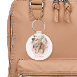 Beautiful Ballerina Dancer Pink Watercolor  Keychain<br><div class="desc">Perfect for ballet dance teams to label bags and equipment or for ballerina theme party favours. These beautiful ballet dancer keychains are pretty and pink! Find matching supplies in the collection.</div>