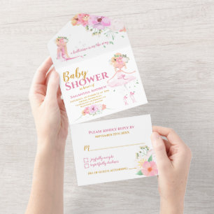 Beautiful Ballerina It's a Girl Baby Shower All In One Invitation