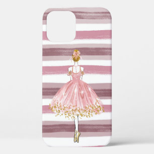 Beautiful Ballerina Pastel Pink Stripes iPhone 12 Pro Case
