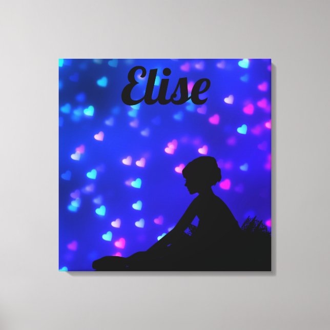 Beautiful Ballerina with Floating Hearts Canvas Print (Front)