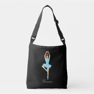 Beautiful ballet dancer dressed in light turquoise crossbody bag