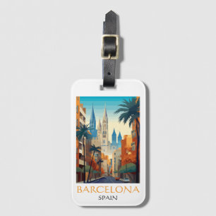 Beautiful Barcelona Spain Retro Vintage Travel Luggage Tag