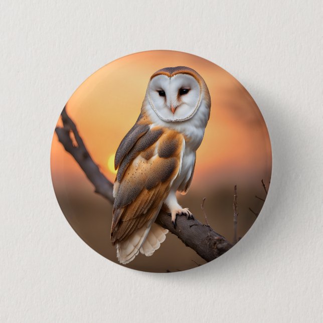 Beautiful Barn Owl 2 Inch Round Button (Front)