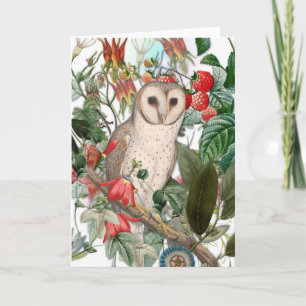 Beautiful Barn Owl and Vintage Florals Card
